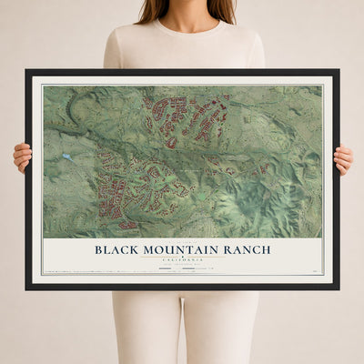 Map of Black Mountain Ranch, California, 24 x 36 inch print in a black wood frame