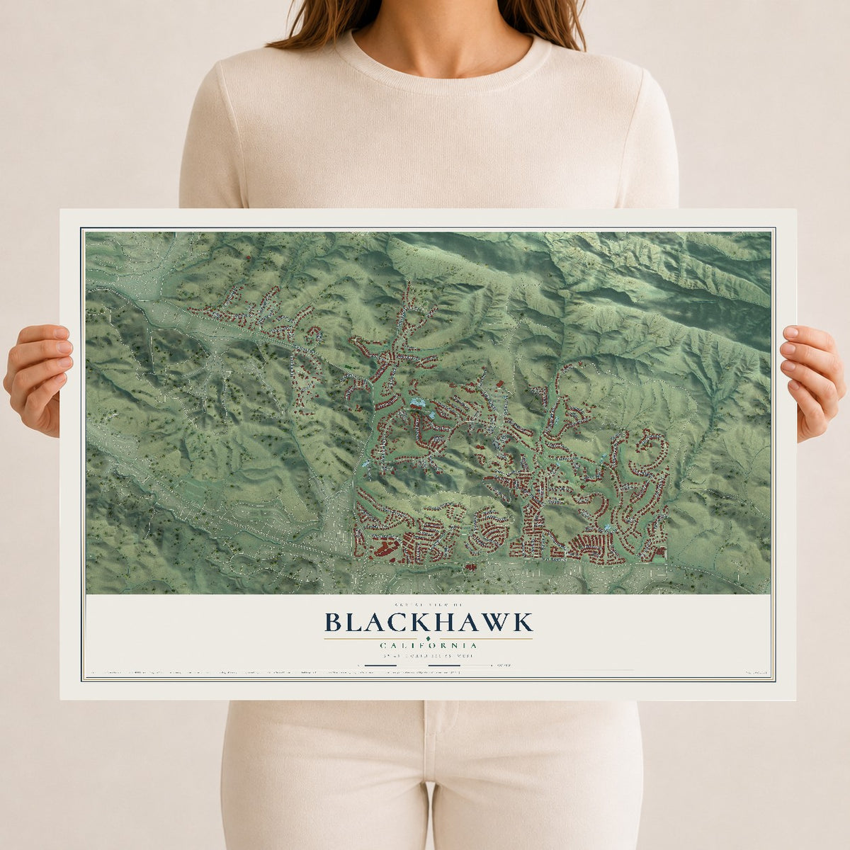 Map of Blackhawk, California, 12 x 18 inch unframed archival matte print