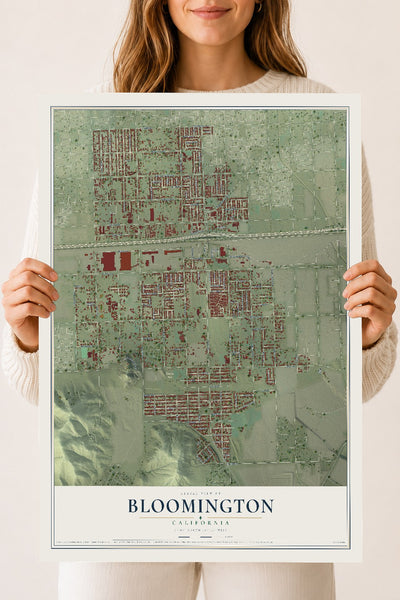 Map of Bloomington, California, 18 x 24 inch unframed archival matte print
