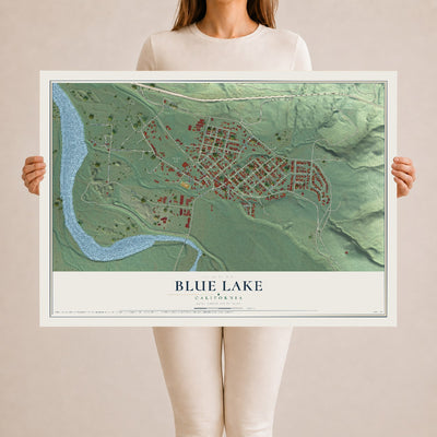 Map of Blue Lake, California, 24 x 36 inch unframed archival matte print