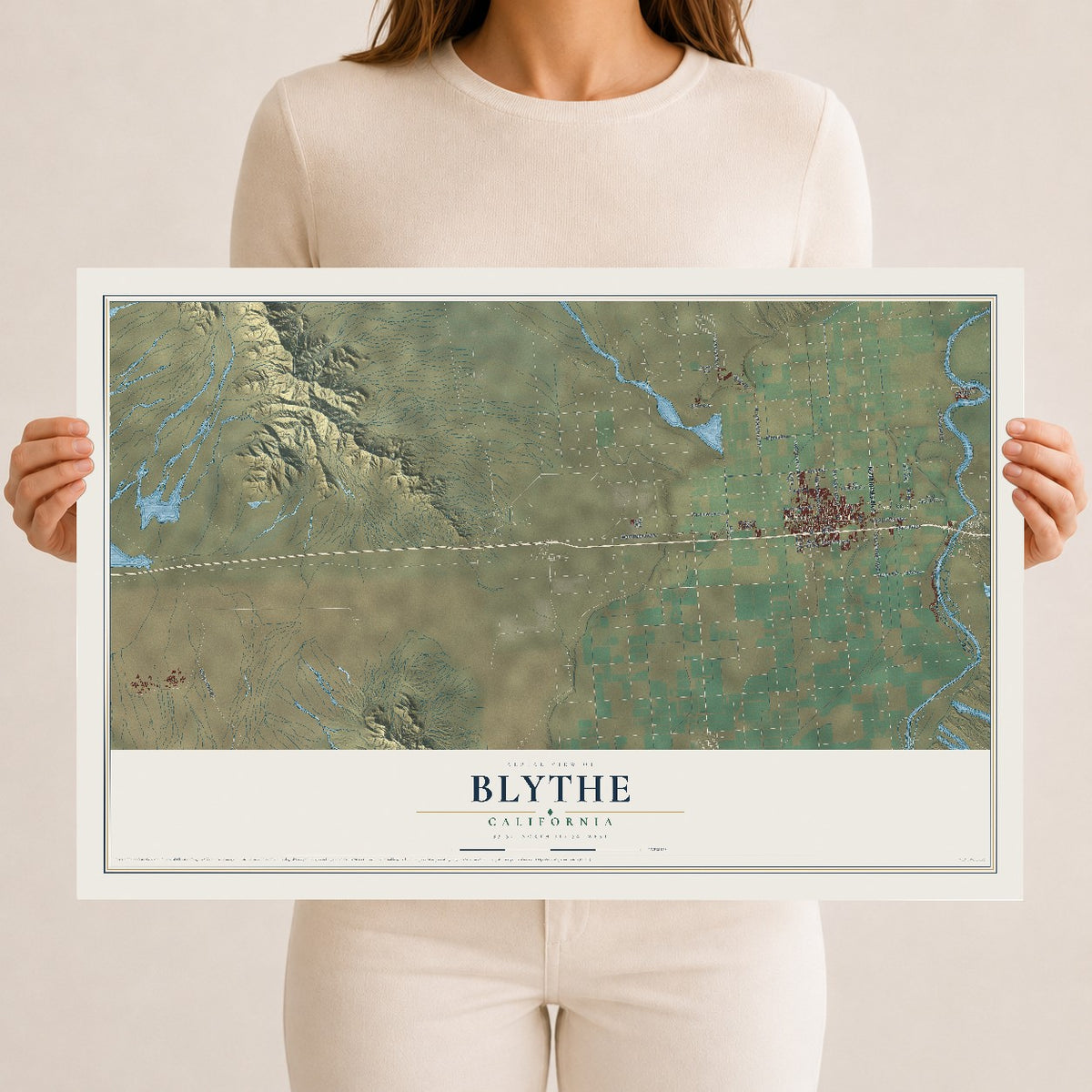 Map of Blythe, California, 12 x 18 inch unframed archival matte print