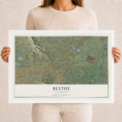 Map of Blythe, California, 12 x 18 inch print in a white wood frame