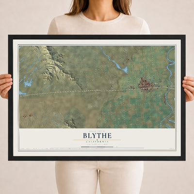 Map of Blythe, California, 18 x 24 inch print in a black wood frame