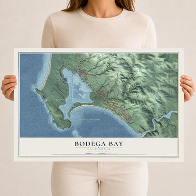 Map of Bodega Bay, California, 12 x 18 inch unframed archival matte print