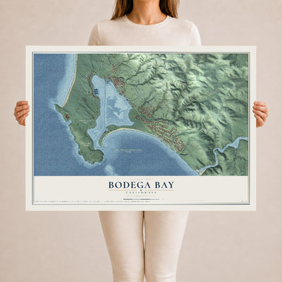 Map of Bodega Bay, California, 24 x 36 inch unframed archival matte print