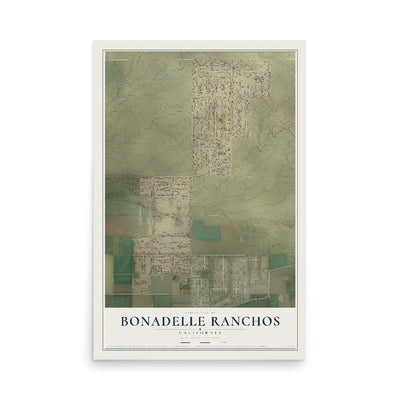 Map of Bonadelle Ranchos, California, 12 x 18 inch unframed archival matte print