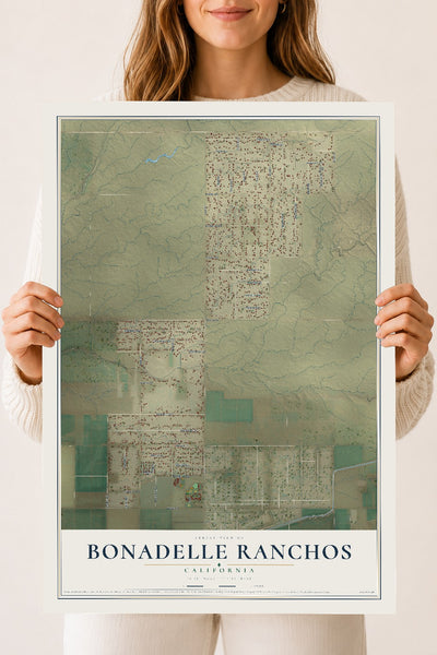 Map of Bonadelle Ranchos, California, 18 x 24 inch unframed archival matte print