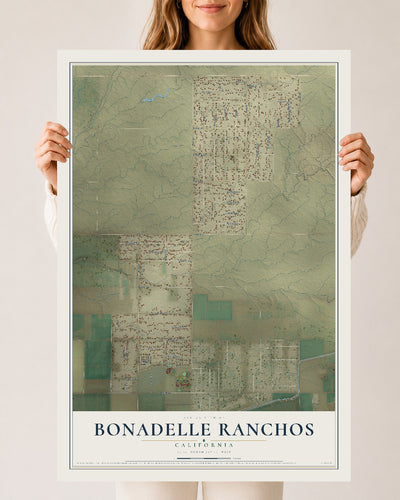 Map of Bonadelle Ranchos, California, 24 x 36 inch unframed archival matte print