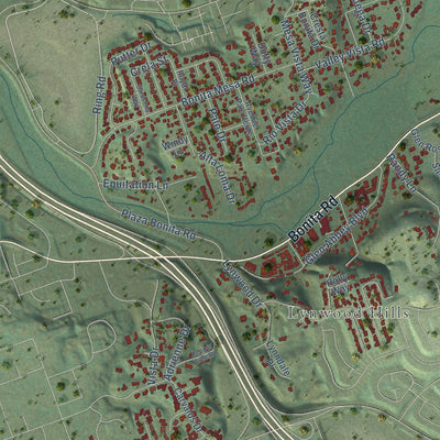 Second close-up of the map of Bonita, California print showing more streets and buildings