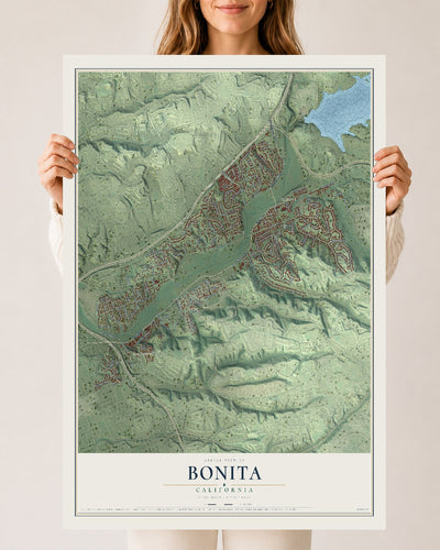 Map of Bonita, California, 24 x 36 inch unframed archival matte print