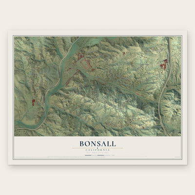 Bonsall, California map print, the full design