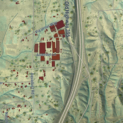 Close-up of the map of Bonsall, California print showing street and building detail