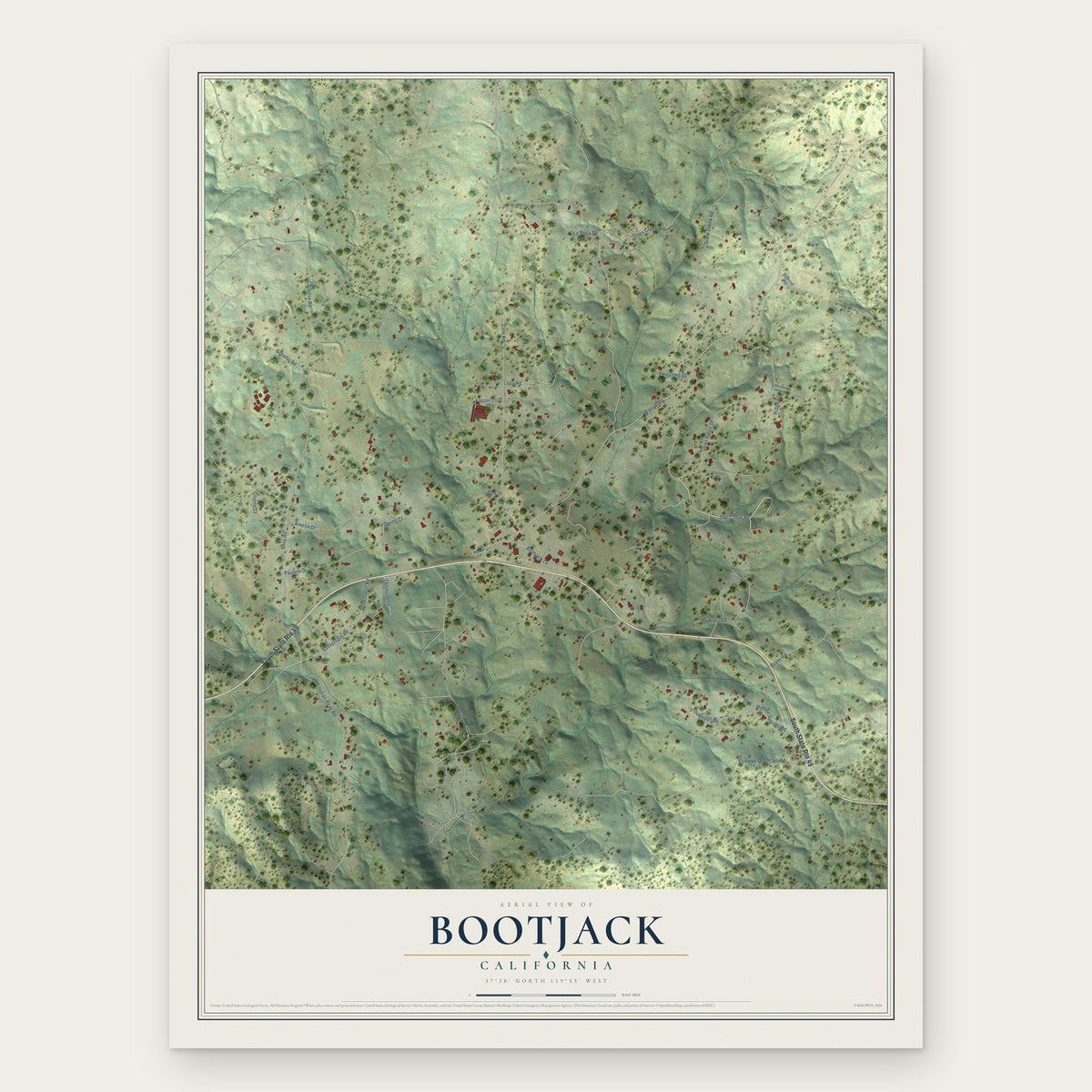 Bootjack, California map print, the full design