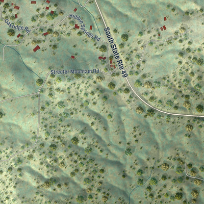 Close-up of the map of Bootjack, California print showing street and building detail