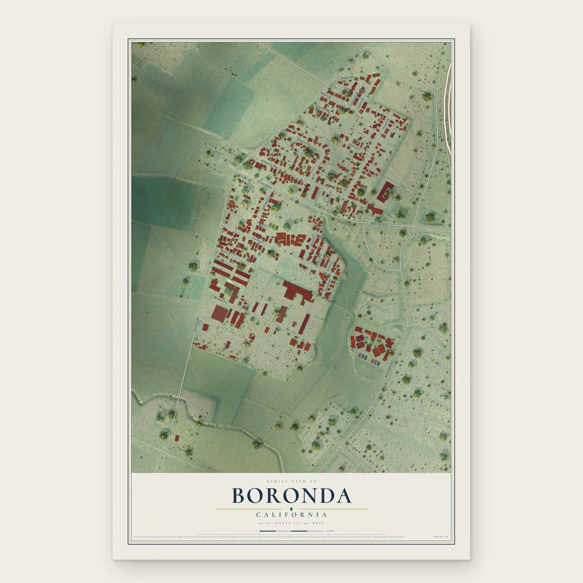 Boronda, California map print, the full design
