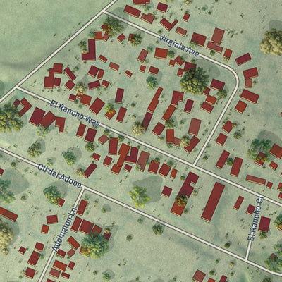 Close-up of the map of Boronda, California print showing street and building detail