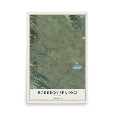 Map of Borrego Springs, California, 12 x 18 inch unframed archival matte print
