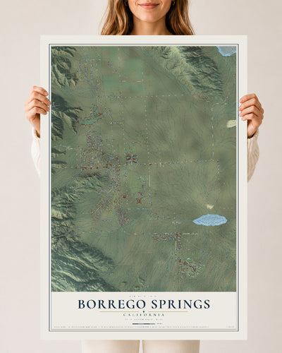 Map of Borrego Springs, California, 24 x 36 inch unframed archival matte print