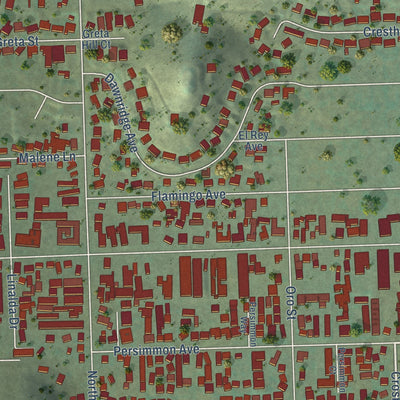 Second close-up of the map of Bostonia, California print showing more streets and buildings