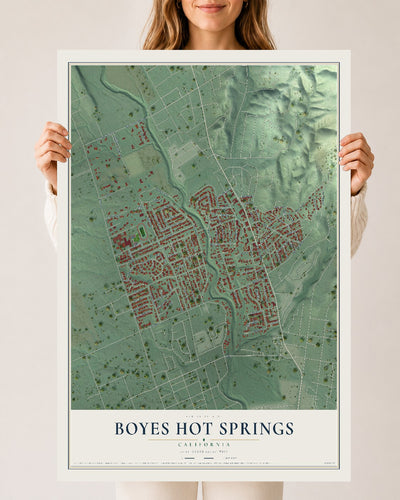 Map of Boyes Hot Springs, California, 24 x 36 inch unframed archival matte print