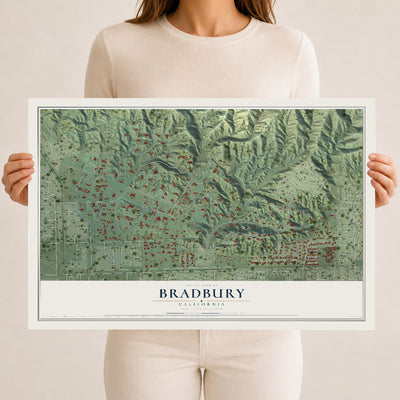 Map of Bradbury, California, 12 x 18 inch unframed archival matte print