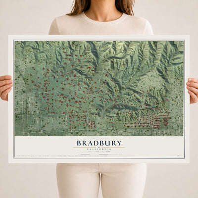 Map of Bradbury, California, 18 x 24 inch unframed archival matte print