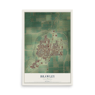Map of Brawley, California, 12 x 18 inch unframed archival matte print