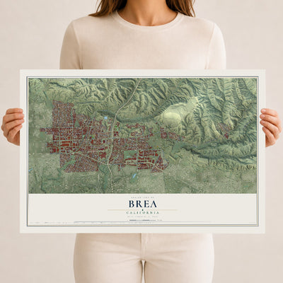 Map of Brea, California, 12 x 18 inch unframed archival matte print