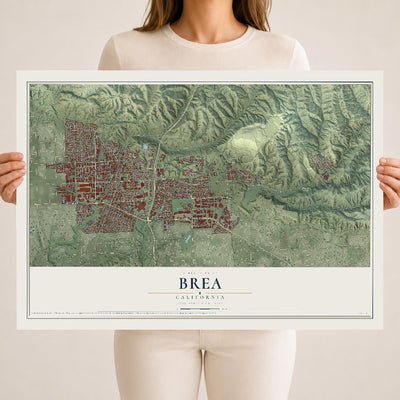Map of Brea, California, 18 x 24 inch unframed archival matte print