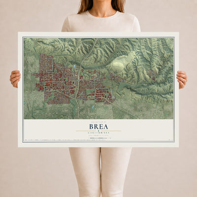 Map of Brea, California, 24 x 36 inch unframed archival matte print