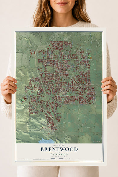 Map of Brentwood, California, 18 x 24 inch unframed archival matte print