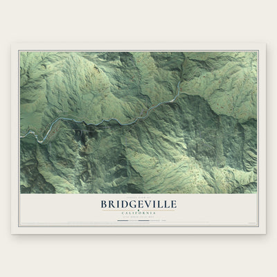 Bridgeville, California map print, the full design