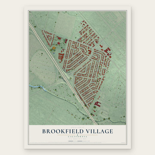 Brookfield Village, California map print, the full design