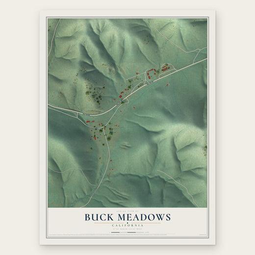 Buck Meadows, California map print, the full design