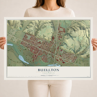 Map of Buellton, California, 18 x 24 inch unframed archival matte print