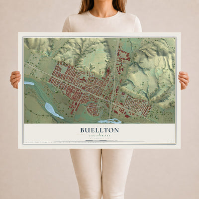 Map of Buellton, California, 24 x 36 inch unframed archival matte print