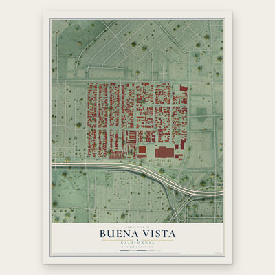 Buena Vista, San Jose, California map print, the full design
