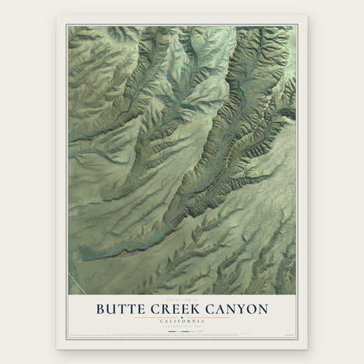 Butte Creek Canyon, California map print, the full design