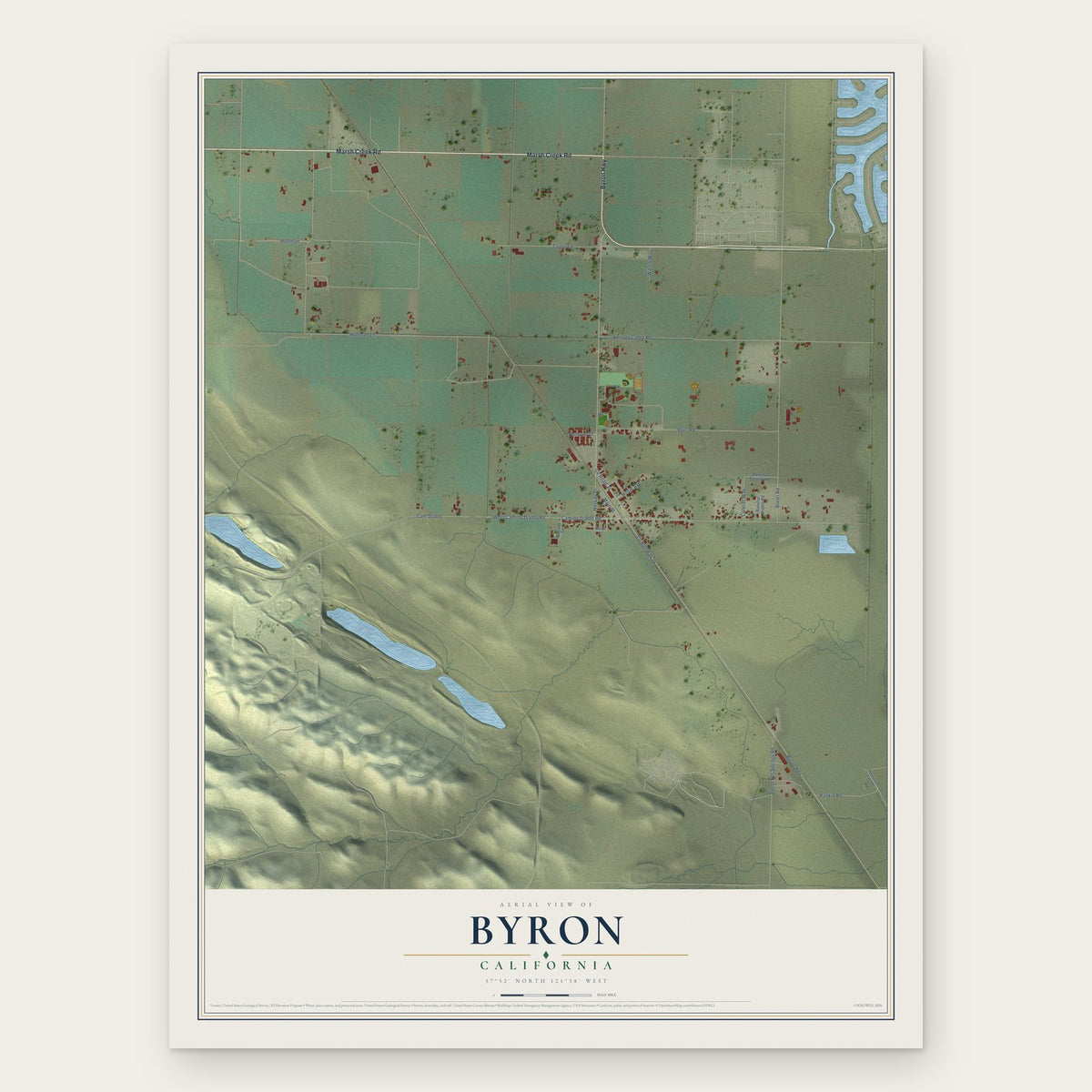 Byron, California map print, the full design