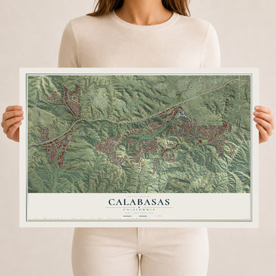 Map of Calabasas, California, 12 x 18 inch unframed archival matte print
