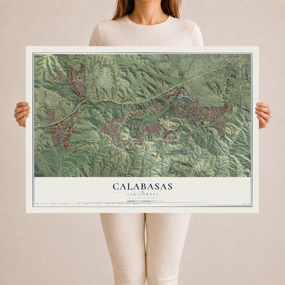 Map of Calabasas, California, 24 x 36 inch unframed archival matte print