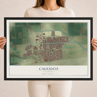 Map of Calexico, California, 18 x 24 inch print in a black wood frame