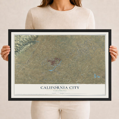 Map of California City, California, 12 x 18 inch print in a black wood frame