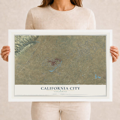 Map of California City, California, 12 x 18 inch print in a white wood frame