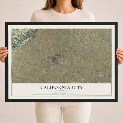 Map of California City, California, 18 x 24 inch print in a black wood frame