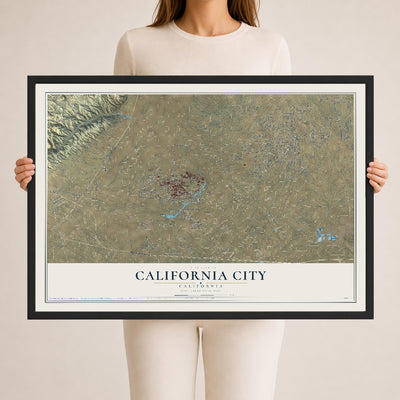 Map of California City, California, 24 x 36 inch print in a black wood frame