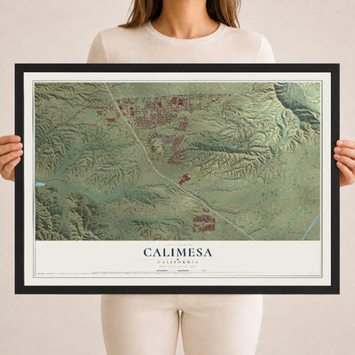 Map of Calimesa, California, 18 x 24 inch print in a black wood frame