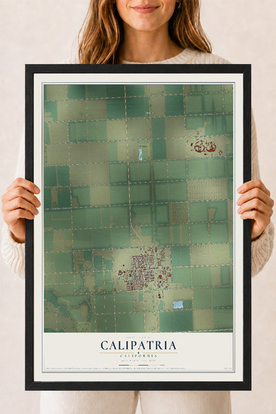 Map of Calipatria, California, 18 x 24 inch print in a black wood frame