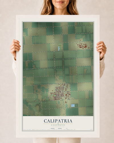 Map of Calipatria, California, 24 x 36 inch print in a white wood frame