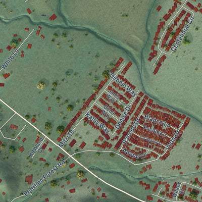 Second close-up of the map of Calistoga, California print showing more streets and buildings